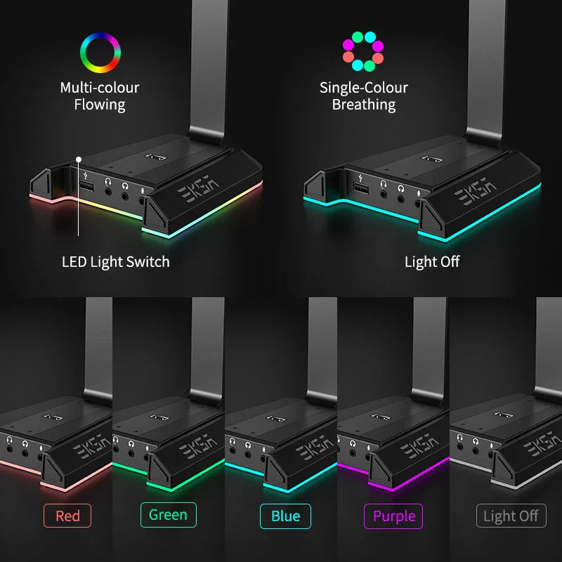 EKSA W1 RGB Headset Stand with 7.1 Virtual Surround Sound